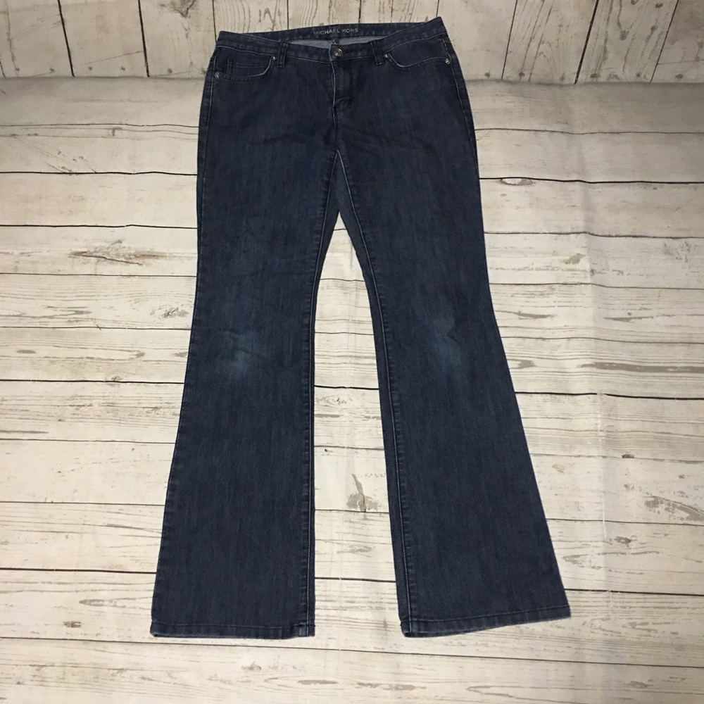 😍Michael Kors Dark Demin Boot Cut Flat Front size 6